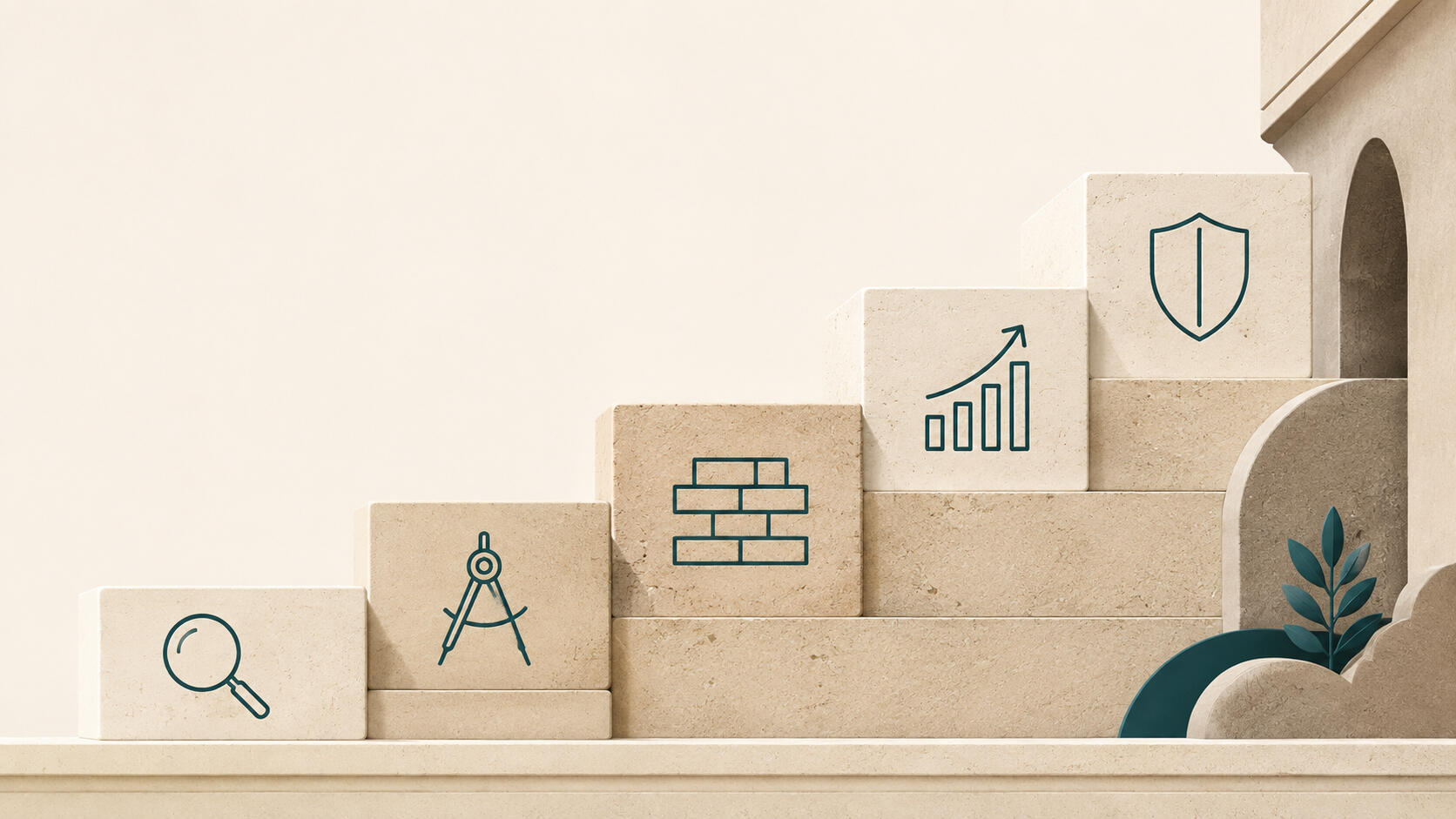 Five stages of Operational Stewardship Five illustrated stages of Operational Stewardship: assess, architect, implement, optimize, and multiply.